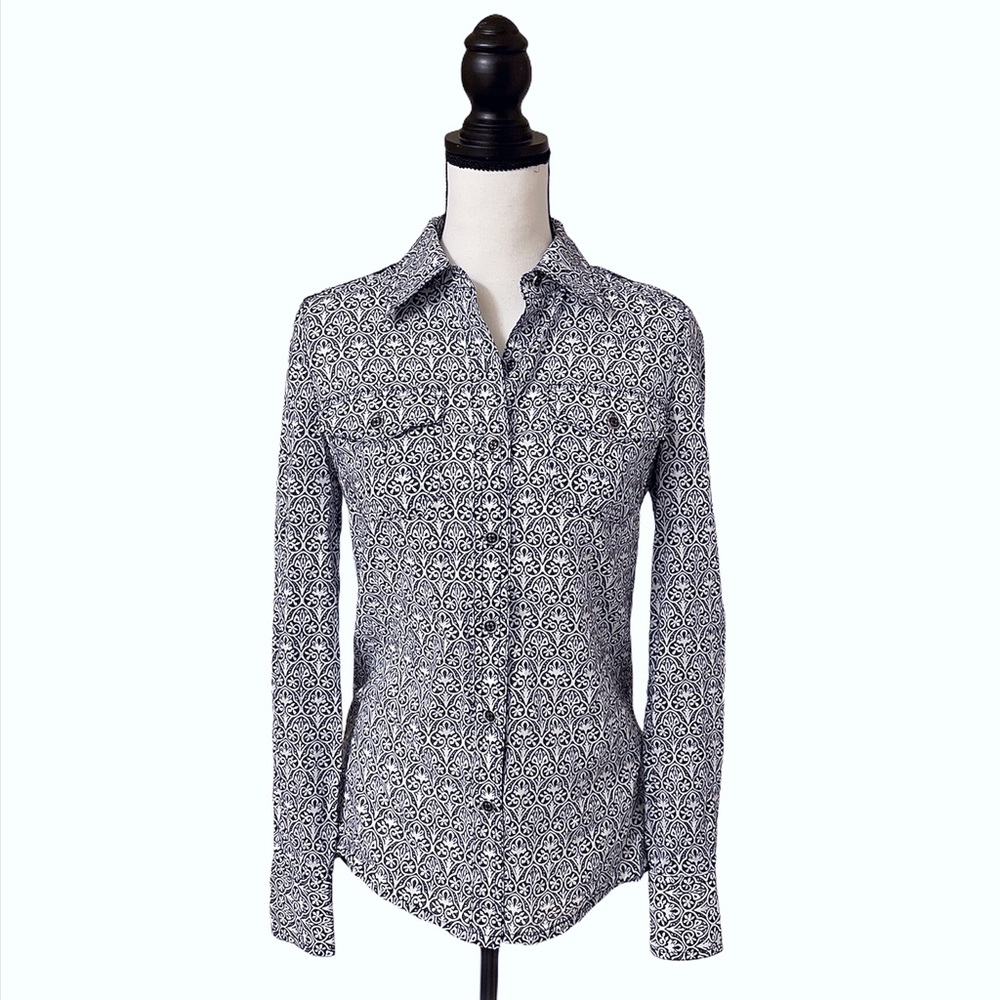 Tory Burch Brigitte Printed Button Down Blouse